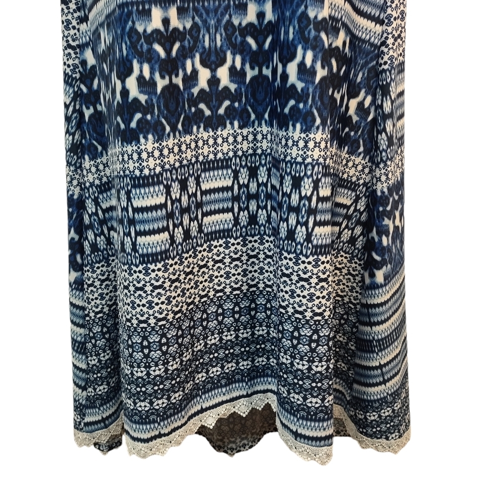 ONE WORLD Navy and White Patterned Midi Dress - Picture 4 of 8